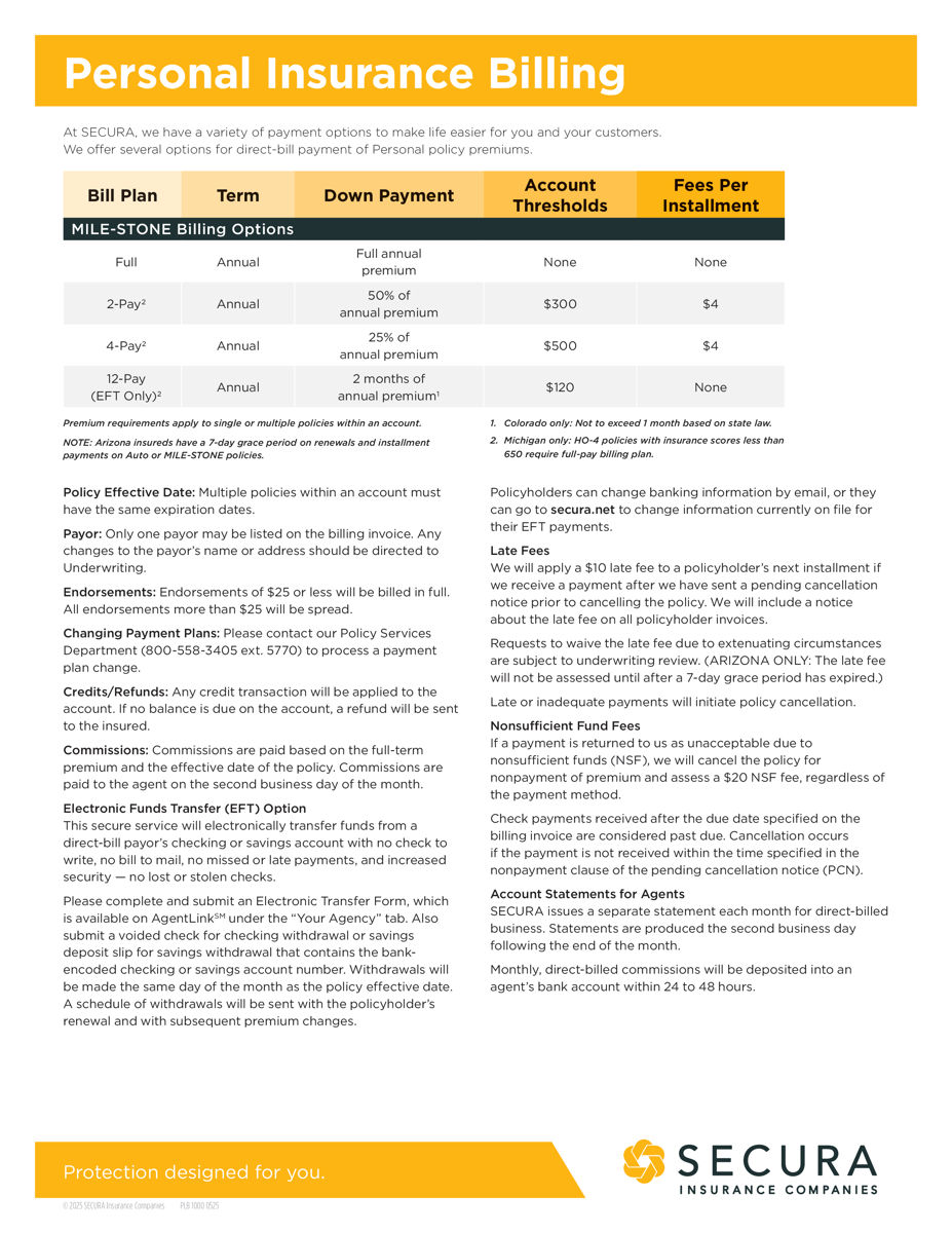 Personal Lines Billing Sell Sheet